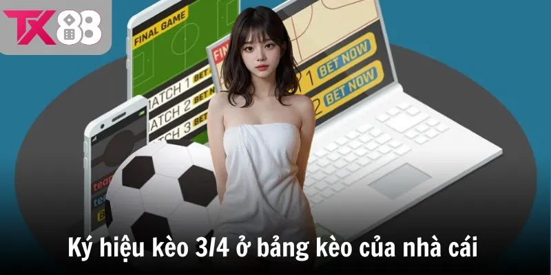 Ký hiệu kèo 3/4 ở bảng kèo của nhà cái