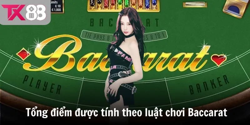 Tổng điểm được tính theo luật chơi Baccarat
